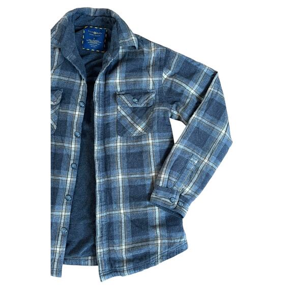 THE CURE Upcycled Plaid Flannel Shacket Retro Vintage 80s Rock Jacket Men’s Sz S - Picture 5 of 9